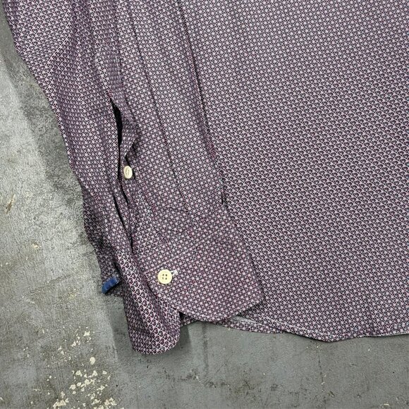 XACUS Dress Shirt Made in Italy Geometric Purple Long Sleeve Cotton 17 1/2 XL - Picture 4 of 8